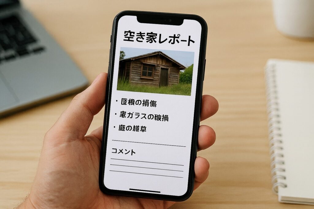 スマートフォンで確認できる空き家の点検レポート